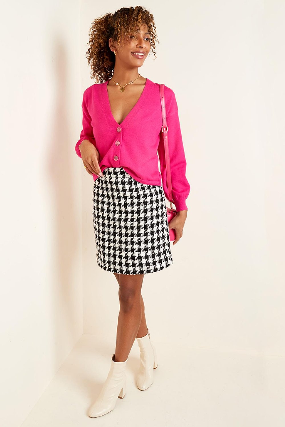 Pied-de-poule skirt Purple S h5Picture3